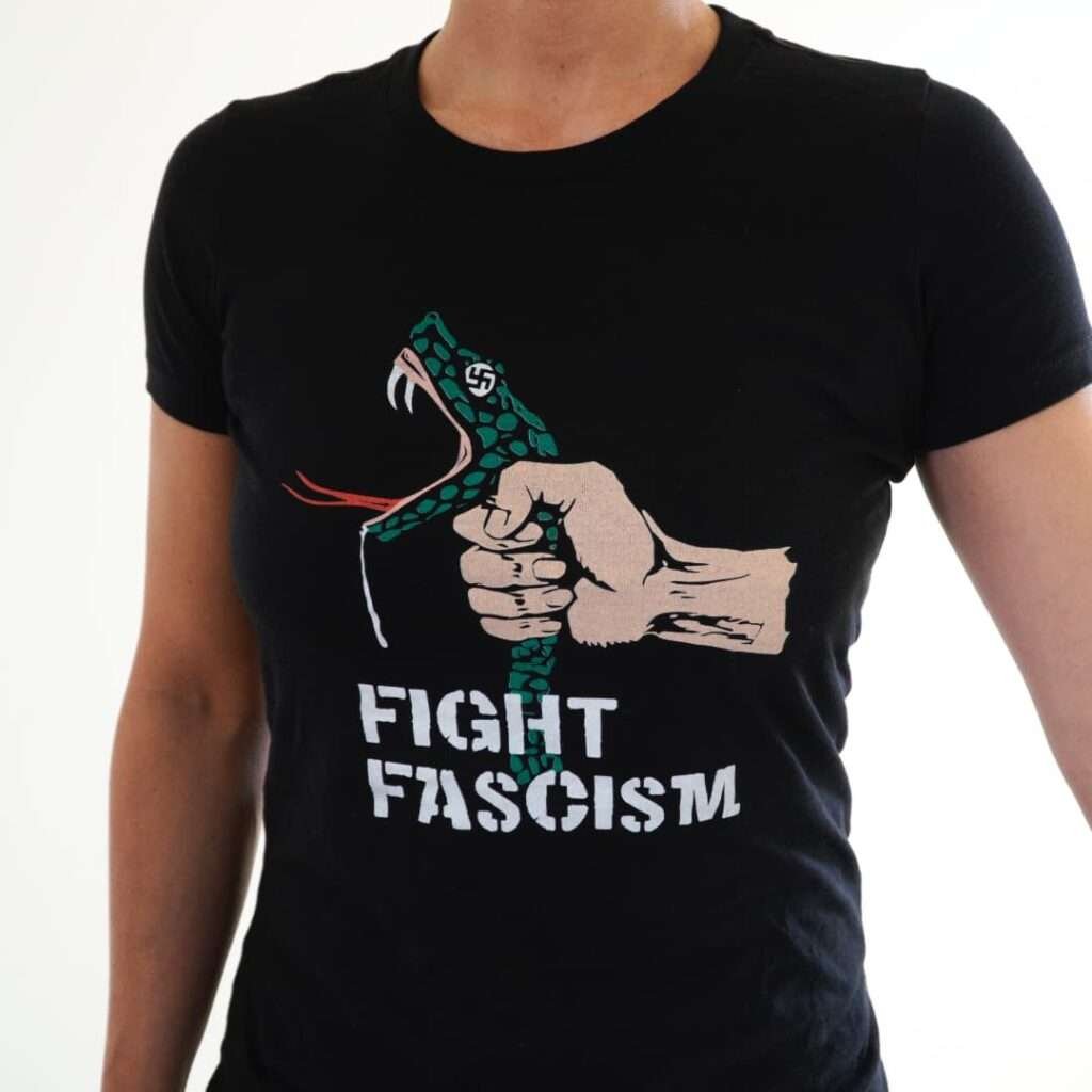 Fight Fascism Tee - on woman