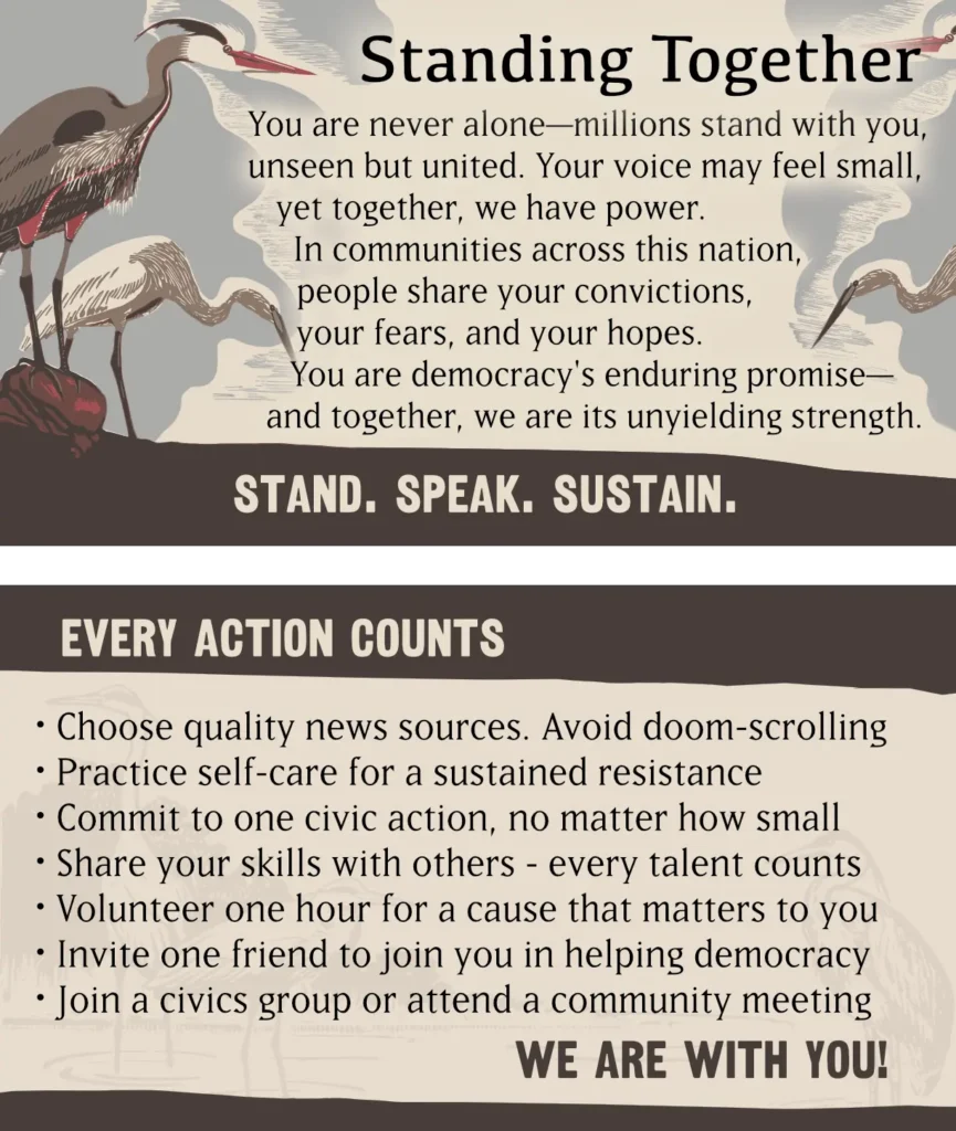 Standing Together card - Storks looking toward each other - "you are never alone-millions stand with you, unseen but united..." Composit thumbnail