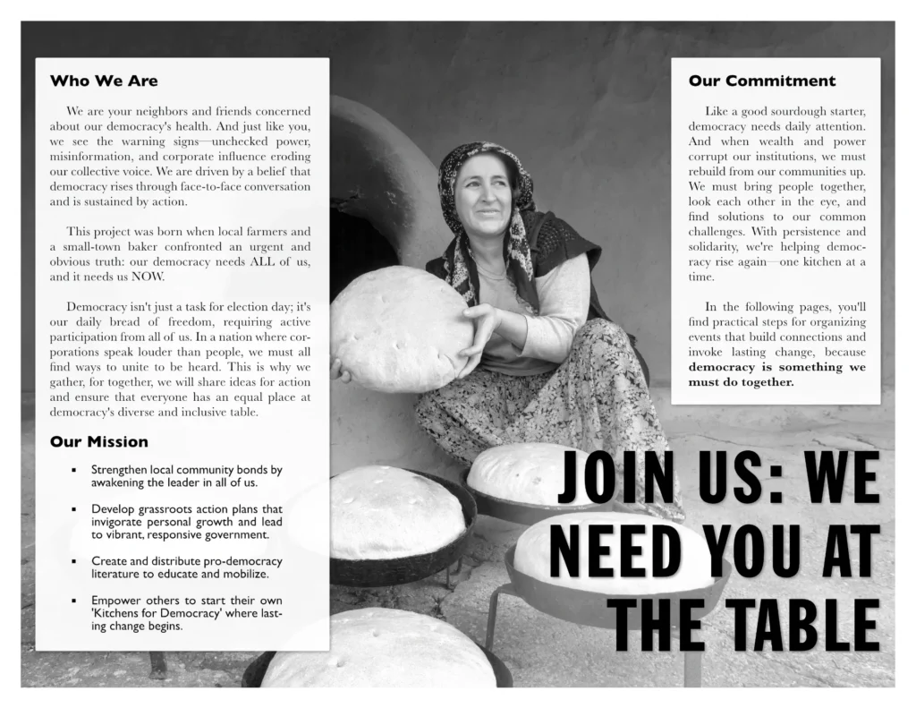 Inside spread of Kitchens for Democracy - Description