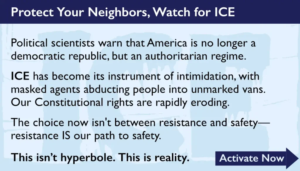 Stop ICE blue card - Organize and protect - front